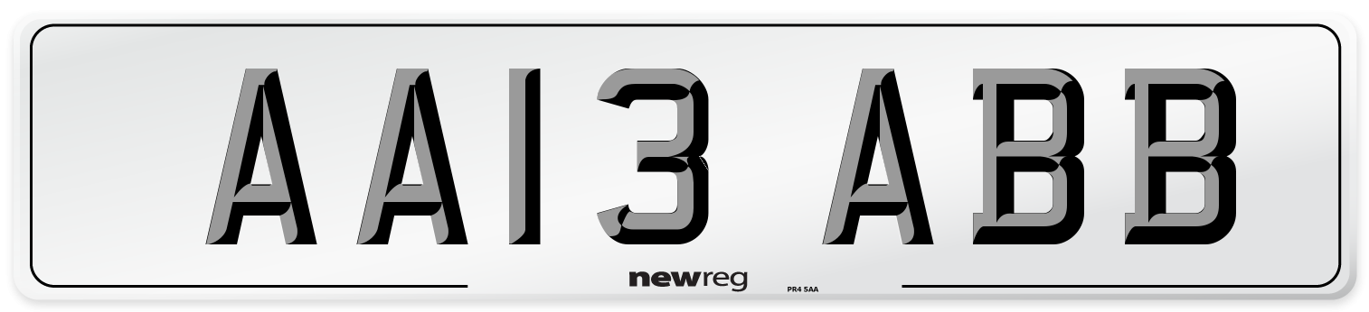 AA13 ABB Front Number Plate