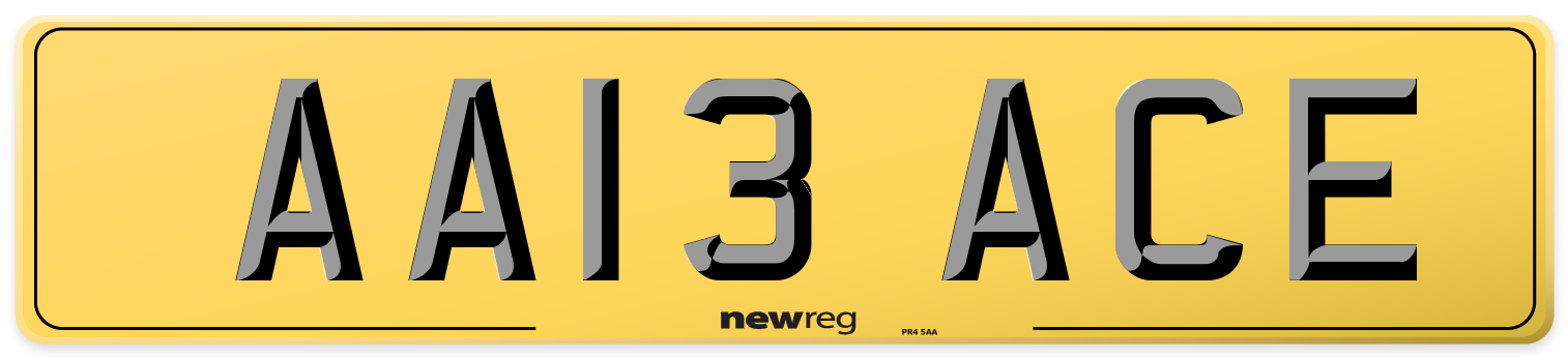 AA13 ACE Rear Number Plate
