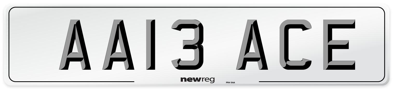 AA13 ACE Front Number Plate