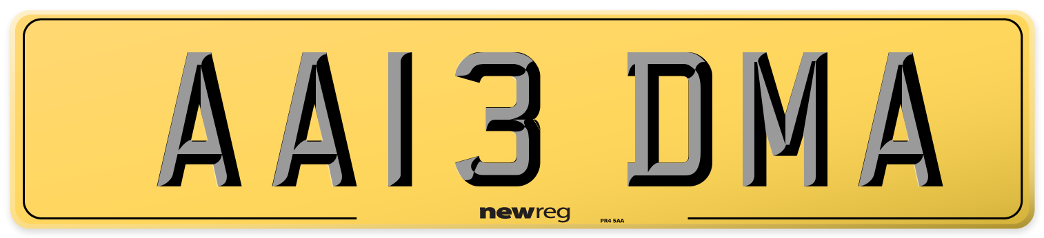 AA13 DMA Rear Number Plate