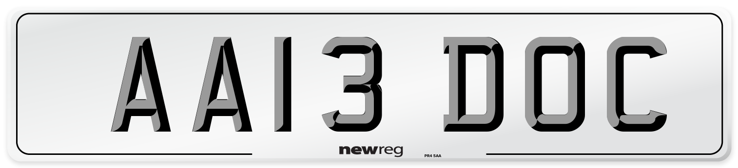 AA13 DOC Front Number Plate