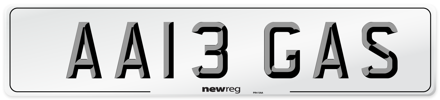 AA13 GAS Front Number Plate