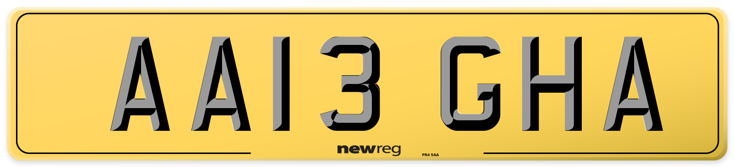 AA13 GHA Rear Number Plate