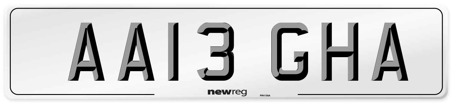 AA13 GHA Front Number Plate