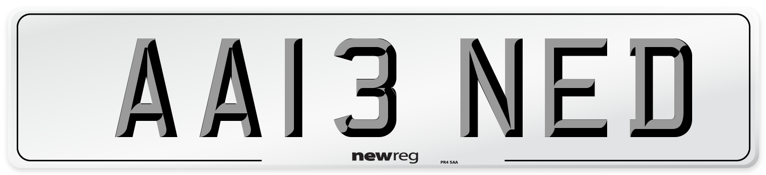 AA13 NED Front Number Plate