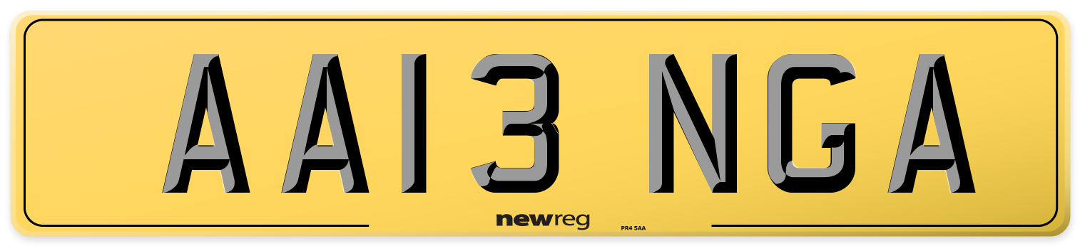 AA13 NGA Rear Number Plate