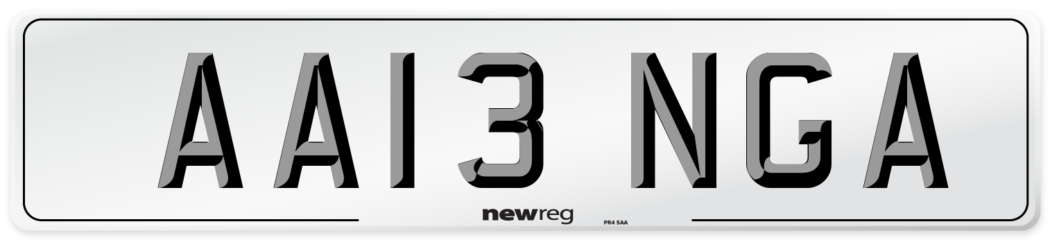 AA13 NGA Front Number Plate