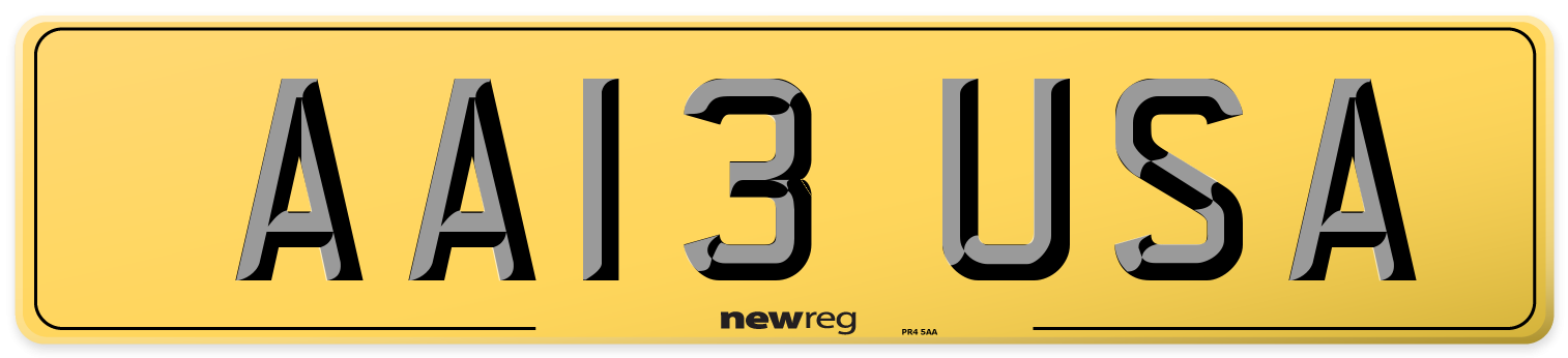 AA13 USA Rear Number Plate