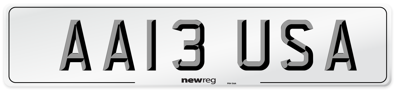 AA13 USA Front Number Plate