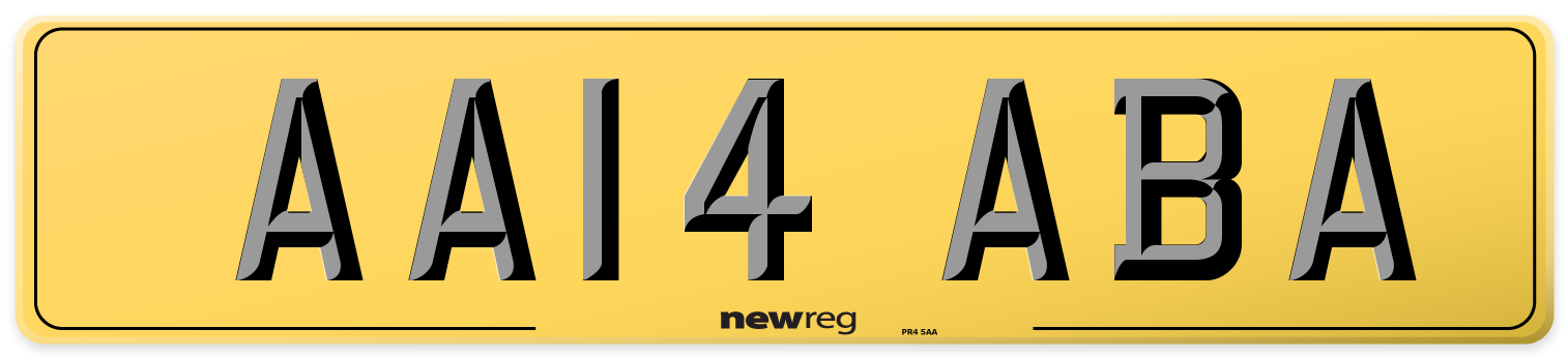 AA14 ABA Rear Number Plate