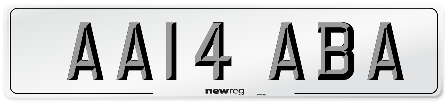 AA14 ABA Front Number Plate