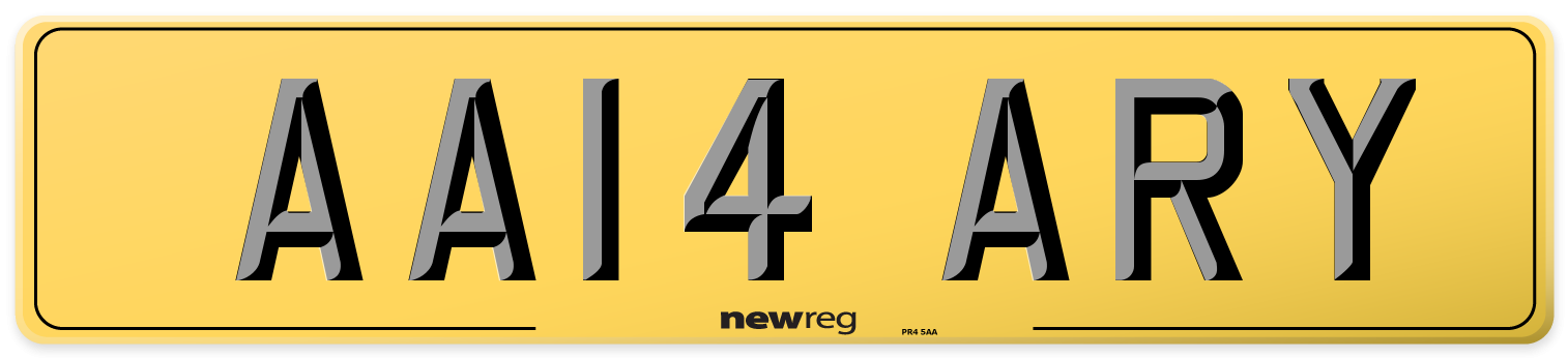 AA14 ARY Rear Number Plate