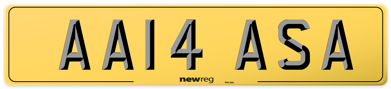 AA14 ASA Rear Number Plate