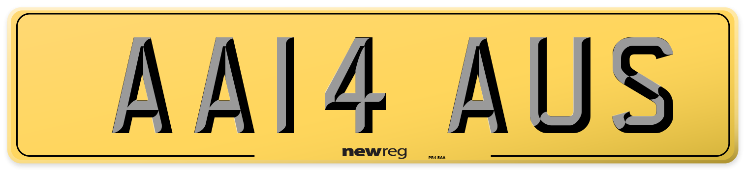 AA14 AUS Rear Number Plate