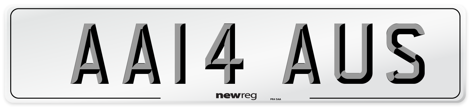 AA14 AUS Front Number Plate