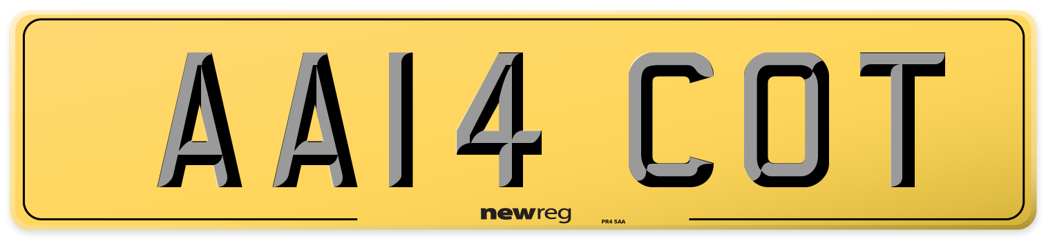 AA14 COT Rear Number Plate
