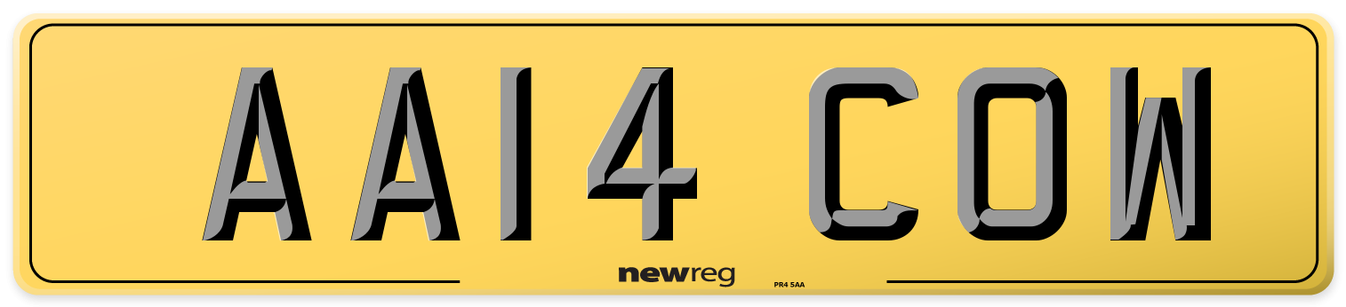 AA14 COW Rear Number Plate