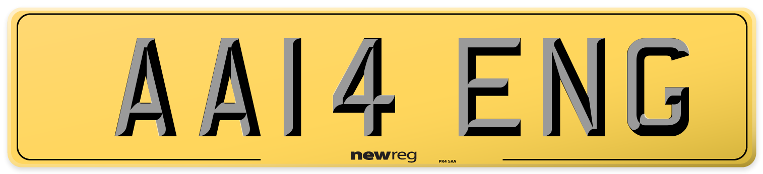 AA14 ENG Rear Number Plate