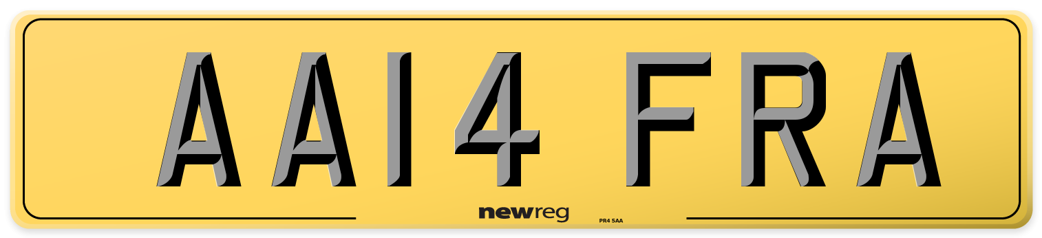 AA14 FRA Rear Number Plate
