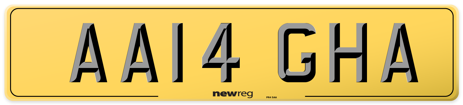 AA14 GHA Rear Number Plate