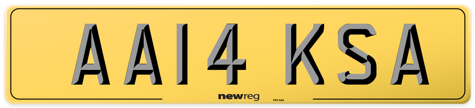 AA14 KSA Rear Number Plate