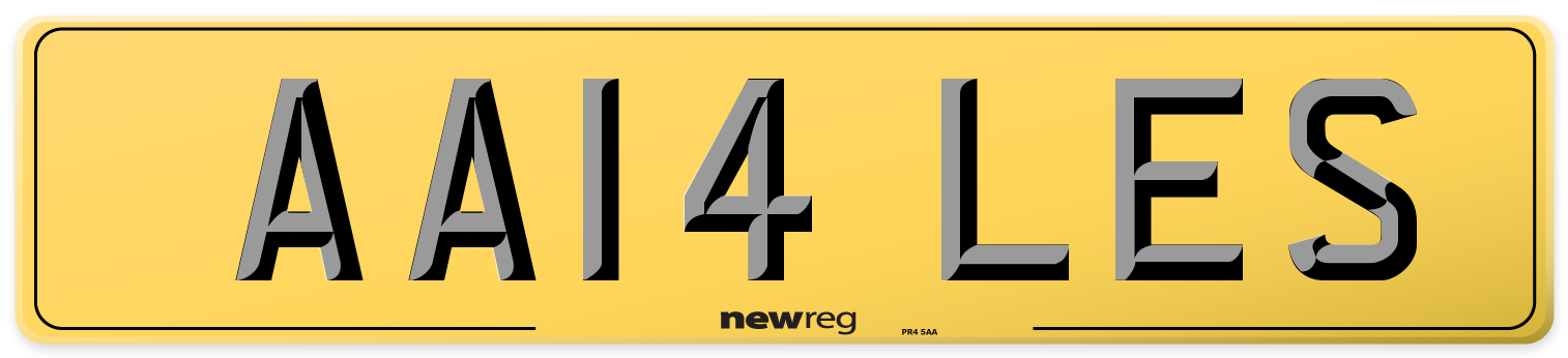 AA14 LES Rear Number Plate