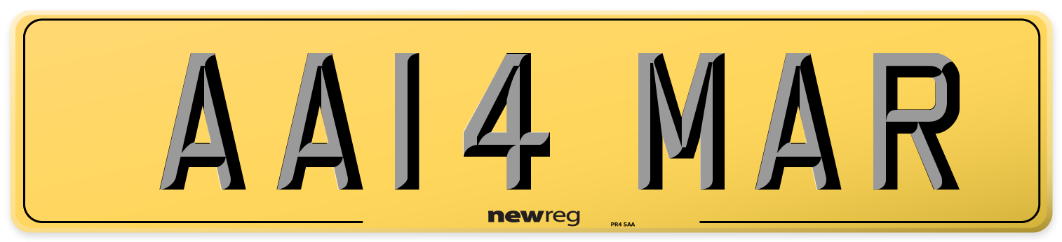 AA14 MAR Rear Number Plate