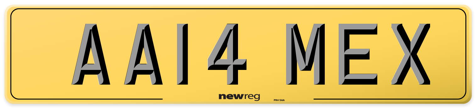 AA14 MEX Rear Number Plate