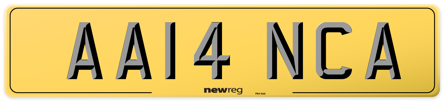 AA14 NCA Rear Number Plate