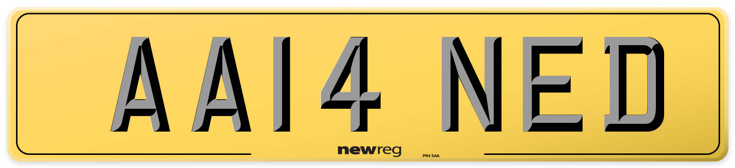 AA14 NED Rear Number Plate