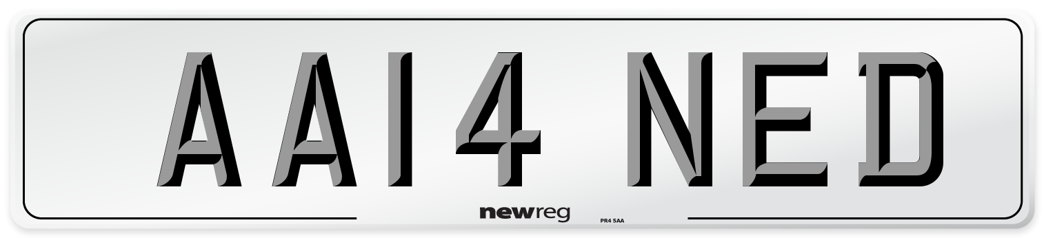 AA14 NED Front Number Plate
