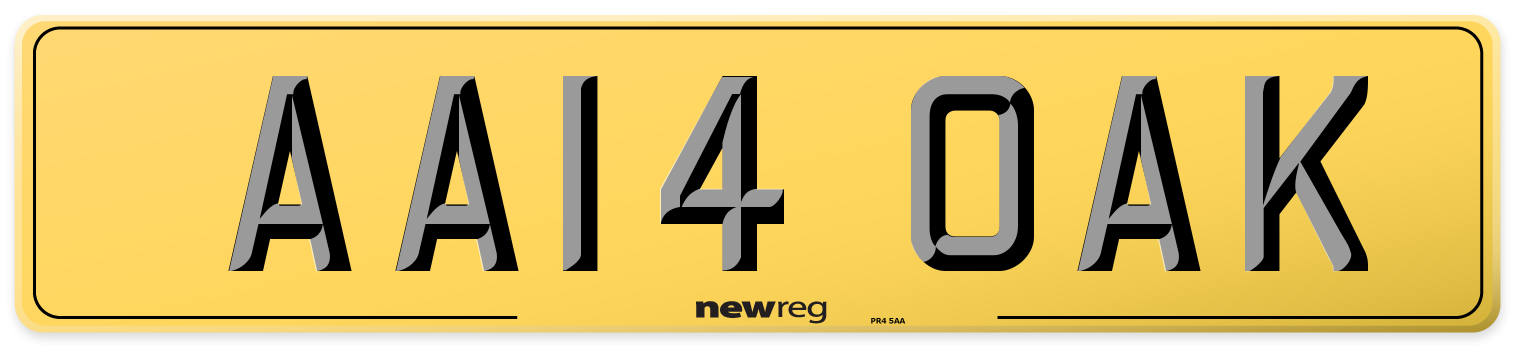 AA14 OAK Rear Number Plate