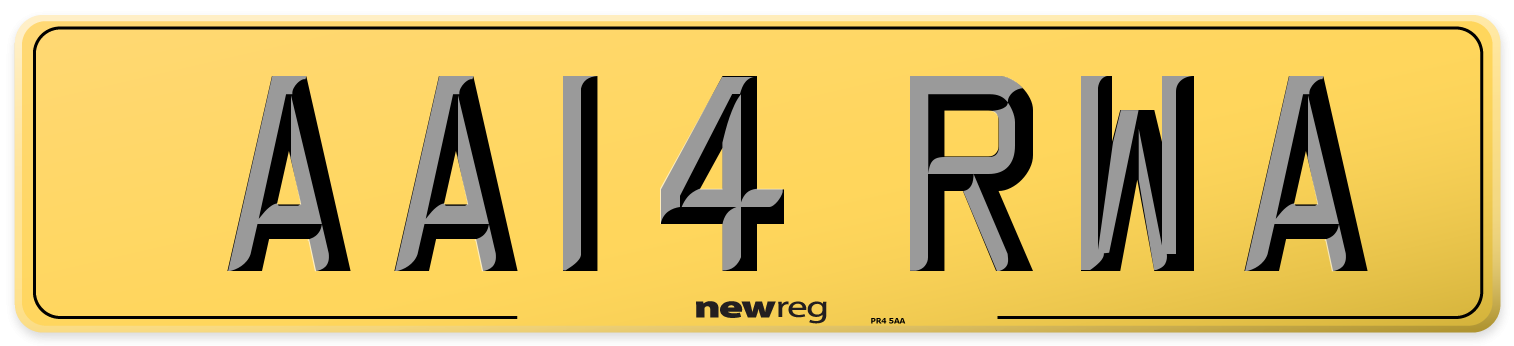 AA14 RWA Rear Number Plate