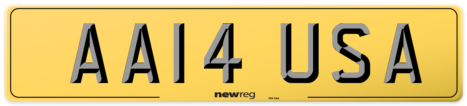 AA14 USA Rear Number Plate