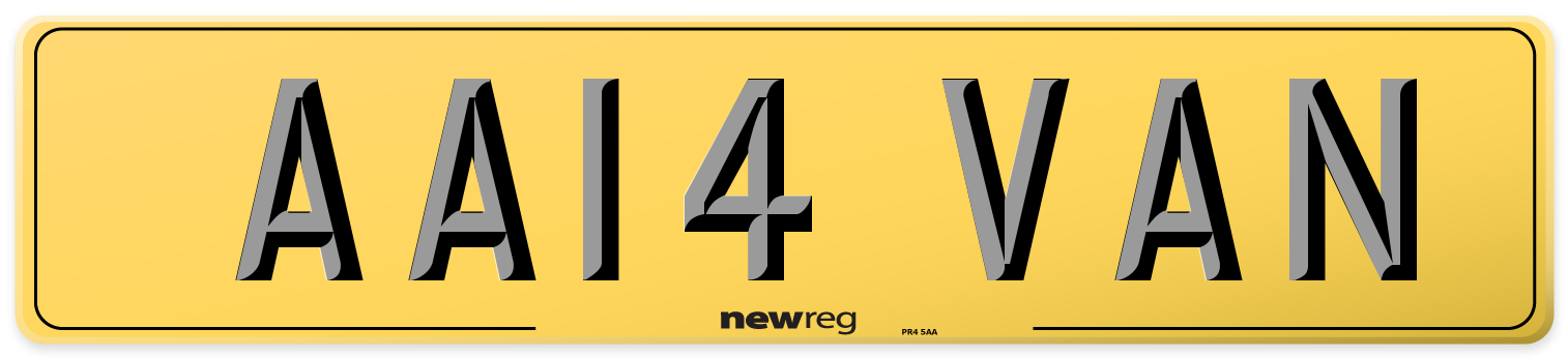 AA14 VAN Rear Number Plate