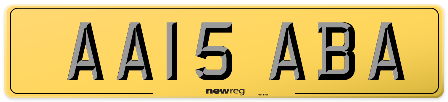 AA15 ABA Rear Number Plate