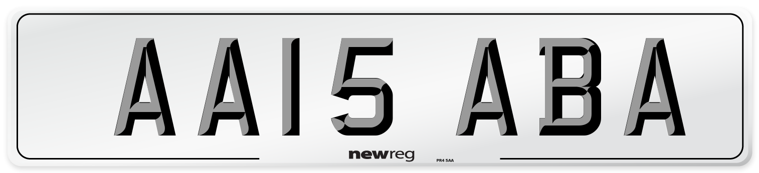AA15 ABA Front Number Plate