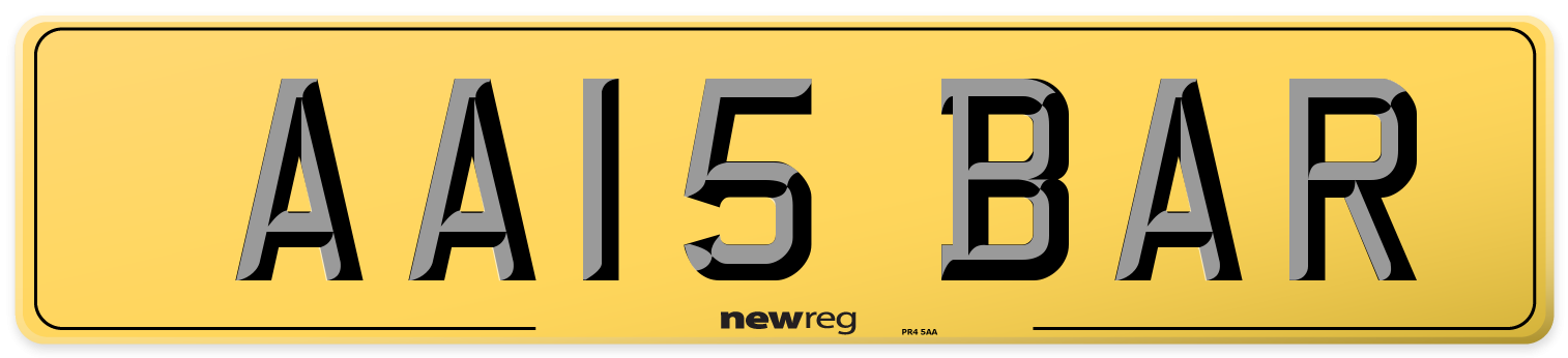AA15 BAR Rear Number Plate
