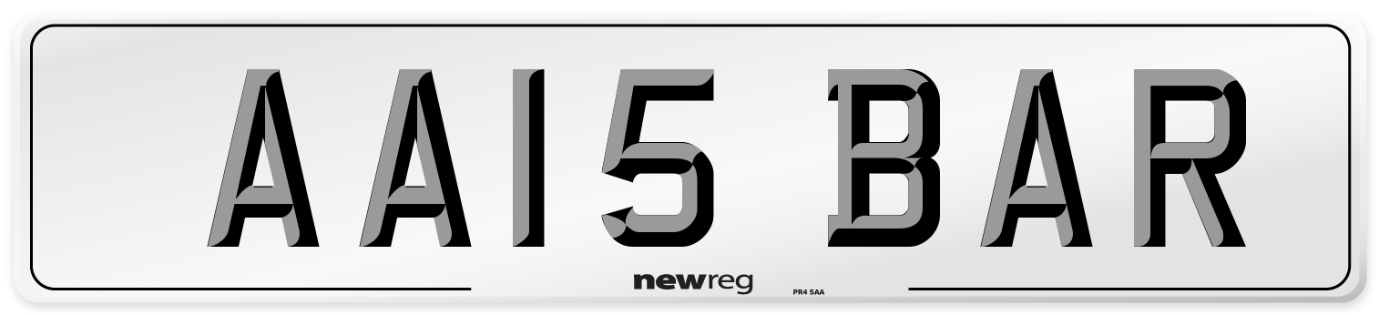 AA15 BAR Front Number Plate