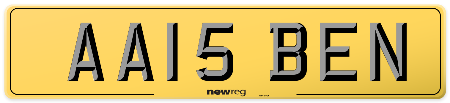 AA15 BEN Rear Number Plate