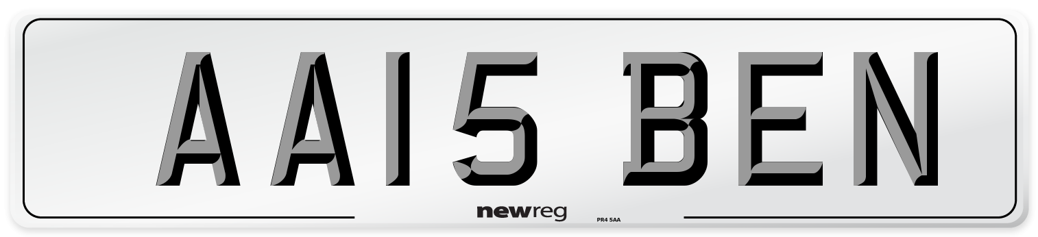 AA15 BEN Front Number Plate