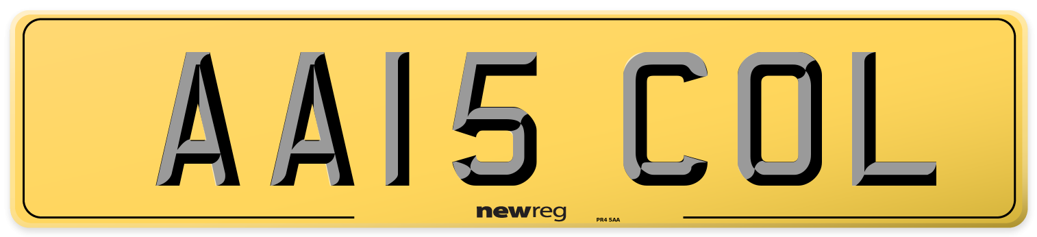 AA15 COL Rear Number Plate