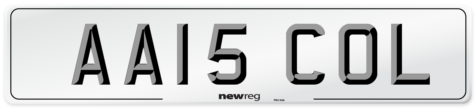 AA15 COL Front Number Plate
