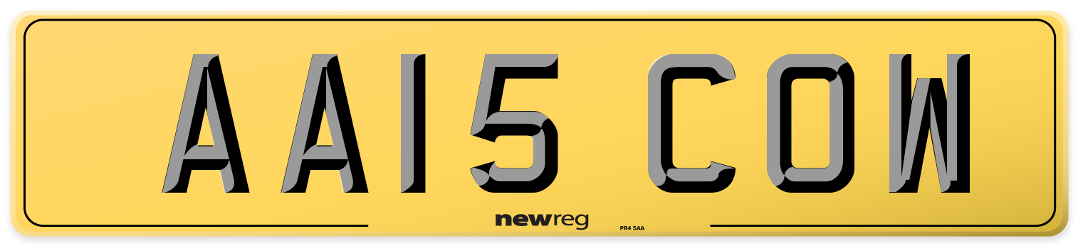 AA15 COW Rear Number Plate