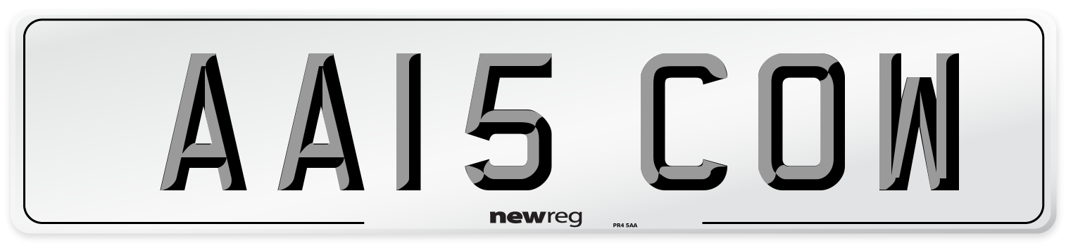 AA15 COW Front Number Plate