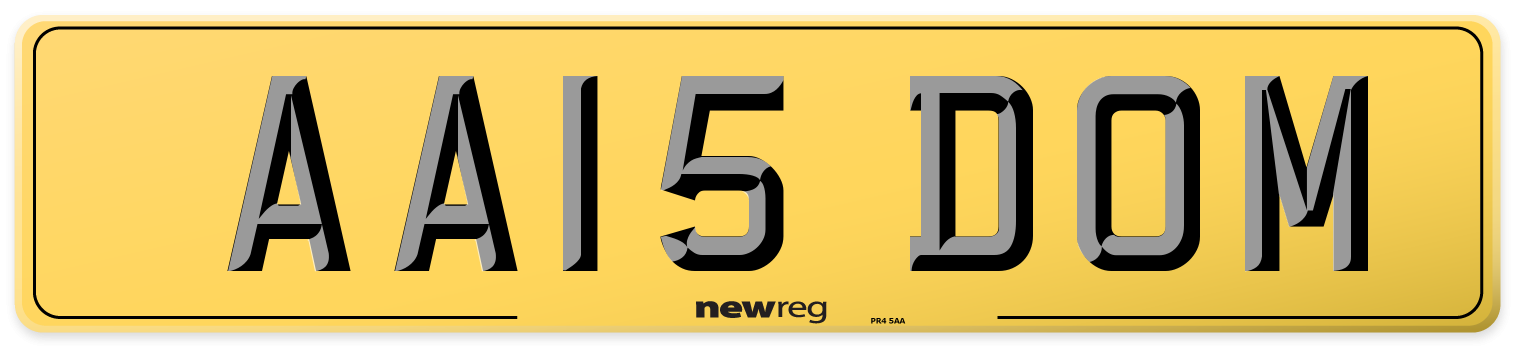 AA15 DOM Rear Number Plate