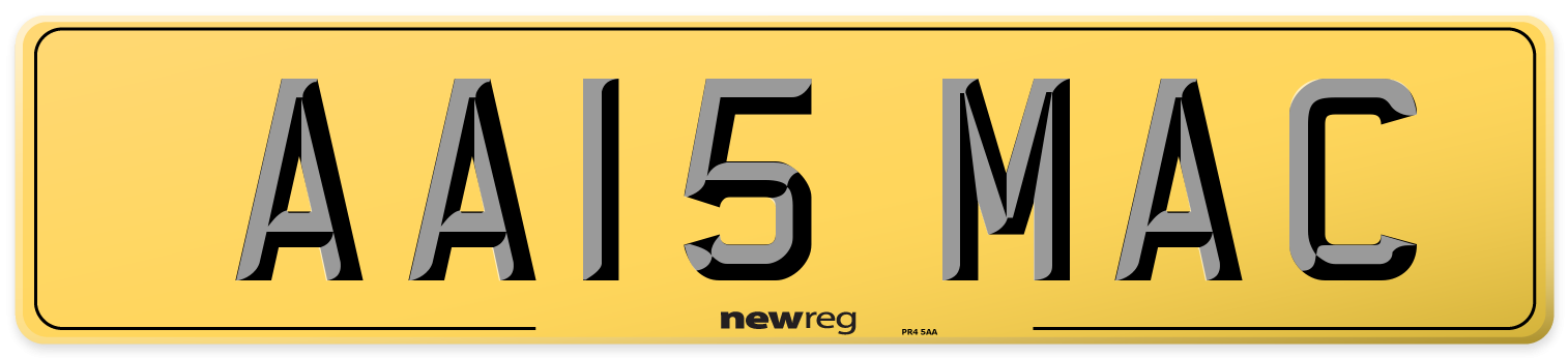 AA15 MAC Rear Number Plate