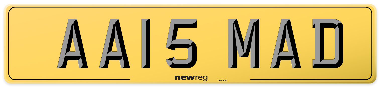 AA15 MAD Rear Number Plate