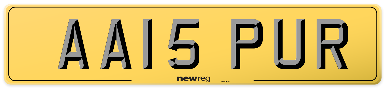 AA15 PUR Rear Number Plate