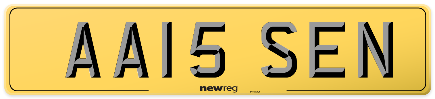 AA15 SEN Rear Number Plate